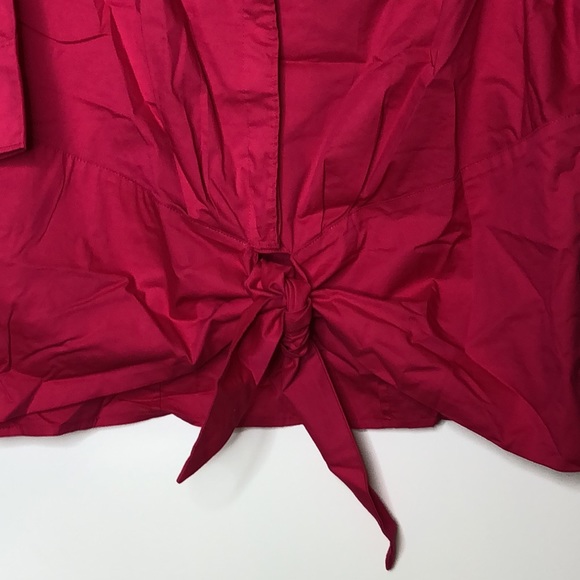 JMS Just my Size Pink Button Down Front Tie Front Top 1X 16W PLUS SIZE - Picture 5 of 7